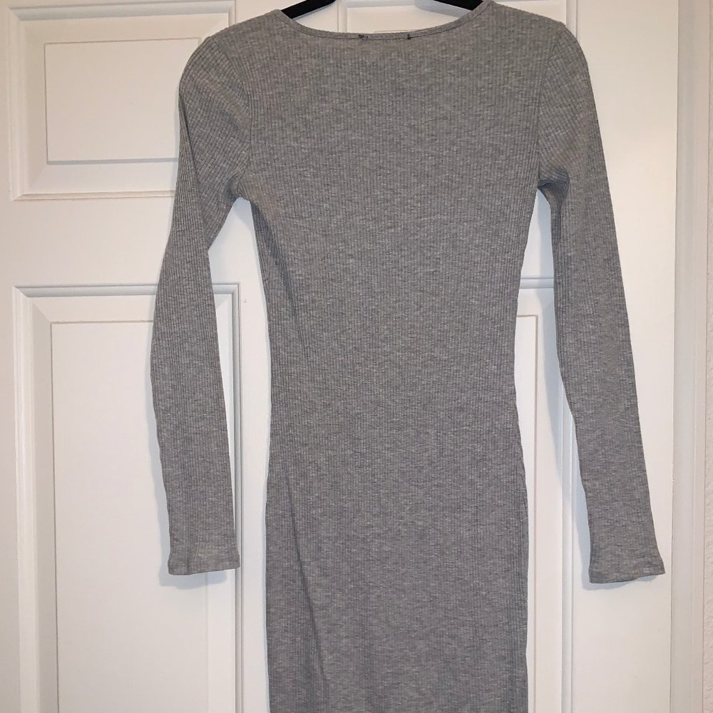 Forever 21 Grey Ribbed Bodycon Midi Dress - Picture 2 of 4